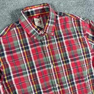 Relwen Seersucker Shirt Mens Large Multicolor Plaid Button Stretch Lightweight